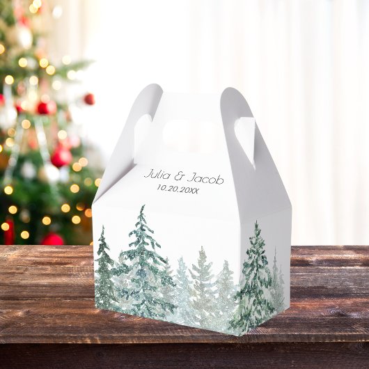 Winter Rustic Pine Trees Lantern Botanical Wedding Bedankdoosjes
