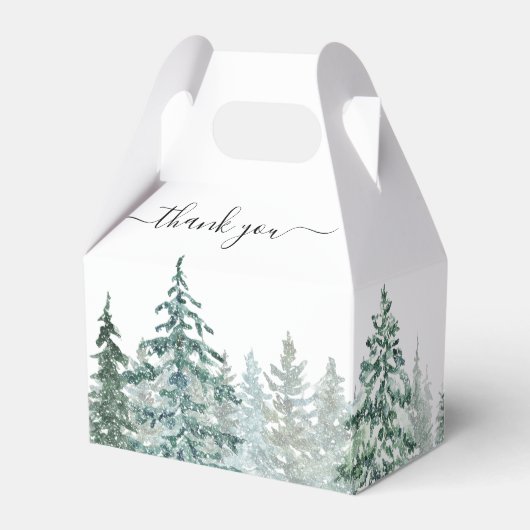 Winter Rustic Pine Trees Lantern Botanical Wedding Bedankdoosjes (Achterkant)