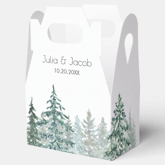 Winter Rustic Pine Trees Lantern Botanical Wedding Bedankdoosjes (Geopend)