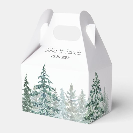 Winter Rustic Pine Trees Lantern Botanical Wedding Bedankdoosjes (Voorkant Zijde)