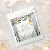 Winter Rustic Pine Trees Lantern Botanical Wedding Bedankzakje (Geknipt)