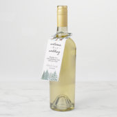 Winter Rustic Pine Trees Lantern Botanical Wedding Flessenhanger (Schuin)