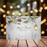 Winter Rustic Pine Trees Lantern Botanical Wedding Gastenboek<br><div class="desc">Leg de gezellige sfeer van uw winterbruiloft vast met dit betoverende gastenboek. Dit gastenboek is versierd met een rustiek waterverf-ontwerp met majestueuze dennenbomen, een warme lantaarngloed en delicate botanische accenten en biedt een charmante ruimte voor geliefden om hun welwensen en oprechte boodschappen te delen. Een dierbare aandenken die je zal...</div>