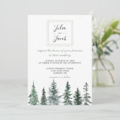 Winter Rustic Pine Trees Lantern Botanical Wedding Kaart (Staand voorkant)