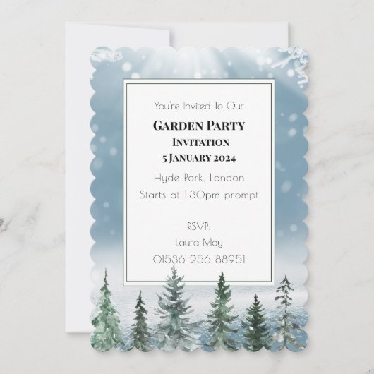 Winter Rustic Pine Trees Lantern Botanical Wedding Kaart (Voorkant)