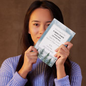 Winter Rustic Pine Trees Lantern Botanical Wedding Kaart