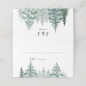 Winter Rustic Pine Trees Lantern Botanical Wedding Plaatskaartje (Buitenkant ongevouwen)