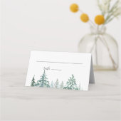 Winter Rustic Pine Trees Lantern Botanical Wedding Plaatskaartje (Voorkant)