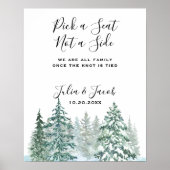 Winter Rustic Pine Trees Lantern Botanical Wedding Poster (Voorkant)