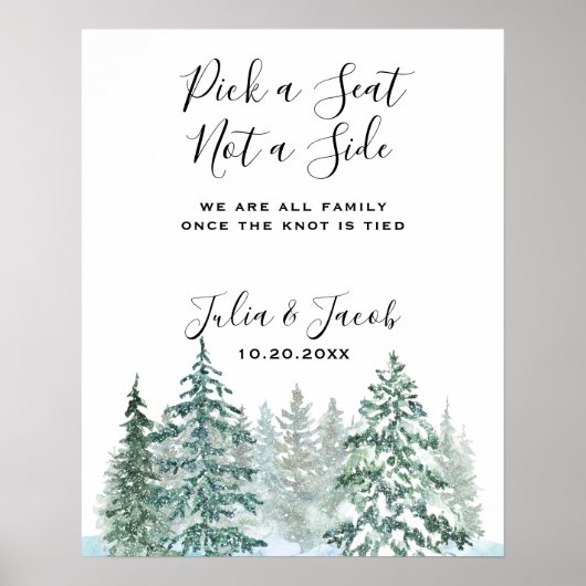 Winter Rustic Pine Trees Lantern Botanical Wedding Poster (Voorkant)