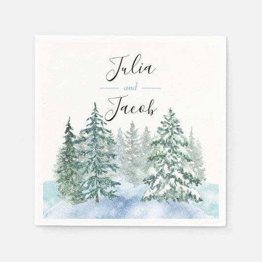 Winter Rustic Pine Trees Lantern Botanical Wedding Servet (Voorkant)