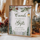 Winter Rustic Pine Trees Lantern Kaarten Gifts Poster