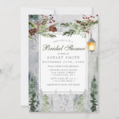 Winter Rustic Pine Trees Lantern Vrijgezellenfeest Kaart (Voorkant)