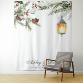 Winter Rustic Pine Trees Lantern Weddenfoto Wandkleed (In situ)