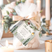 Winter Rustic Pine Trees Lantern Wedding Dank je Bedankjes Labels