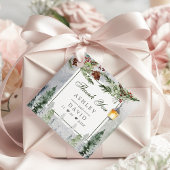 Winter Rustic Pine Trees Lantern Wedding Dank je Bedankjes Labels