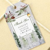 Winter Rustic Pine Trees Lantern Wedding Dank je Cadeaulabel