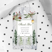 Winter Rustic Pine Trees Lantern Wedding Dank je Cadeaulabel