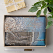 Winter Rustic Snow Covered Cabin Blue Sky Scenery Tissuepapier (Geschenk)