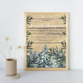 Winter Rustic Waterverf Baby shower Kaart