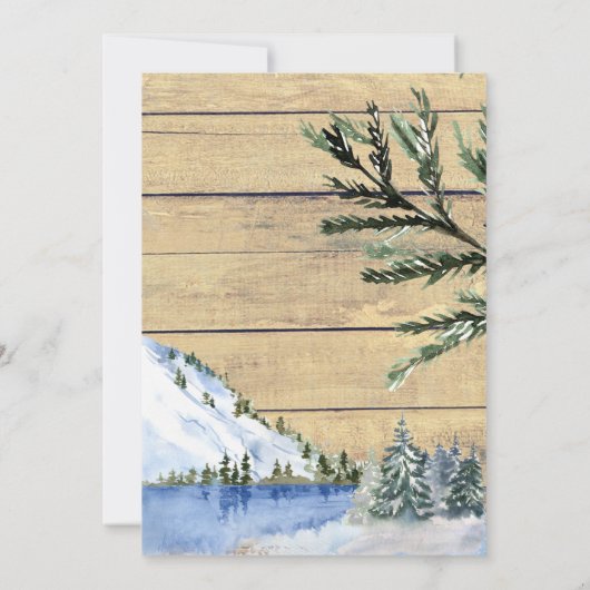 Winter Rustic Waterverf Baby shower Kaart (Achterkant)