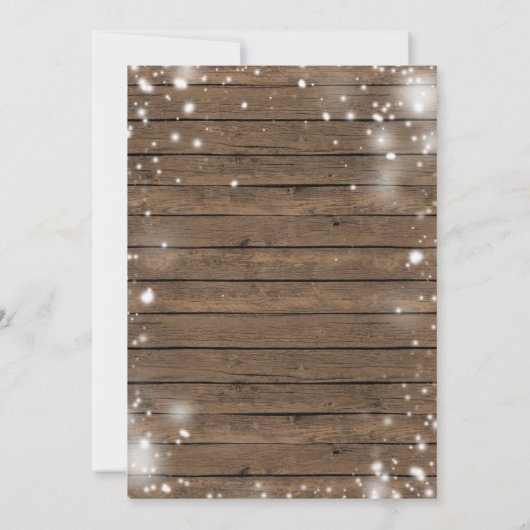 Winter Rustic Wood Kerstfeest Bruids Luncheon Kaart (Achterkant)