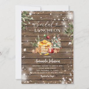 Winter Rustic Wood Kerstfeest Bruids Luncheon Kaart