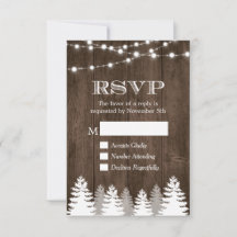 Winter Rustic Wood String Lights Pine Tree RSVP