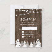 Winter Rustic Wood String Lights Pine Tree RSVP Kaartje (Voorkant)