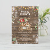 Winter Rustic Wood String Lights Stock De Bar Kaart (Staand voorkant)