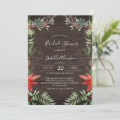 Winter Rustic Wooden Bridal Shower Kaart (Staand voorkant)