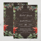 Winter Rustic Wooden Bridal Shower Kaart (Voorkant / Achterkant)