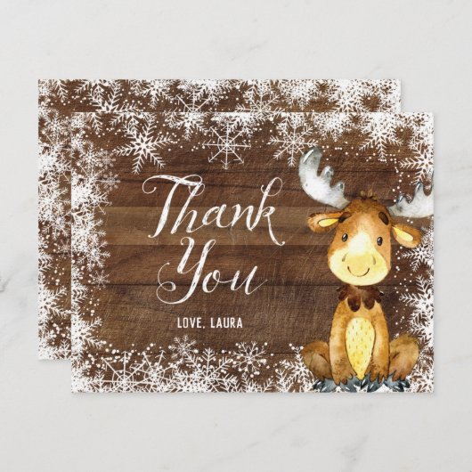 Winter Rustic Woodland - Hartelijk dank Bedankkaart (Voorkant / Achterkant)