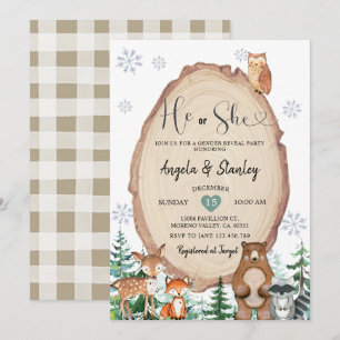 Winter Rustic Woodland Hij of Zij Geslacht Reveal  Kaart
