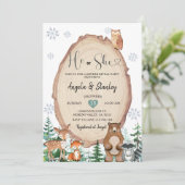 Winter Rustic Woodland Hij of zij onthullen Kaart (Staand voorkant)