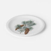 Winter Rustic Woodland Pine Cones and Branch Papieren Bordje (Gekanteld)
