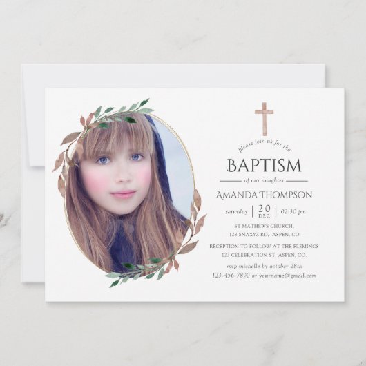 Winter rustiek groen doop of doop kaart (Voorkant)