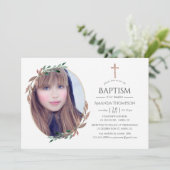 Winter rustiek groen doop of doop kaart (Staand voorkant)