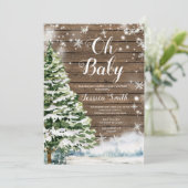 Winter rustiek hout Evergreen Christmas Baby showe Kaart (Staand voorkant)