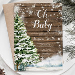 Winter rustiek hout Evergreen Christmas Baby showe Kaart<br><div class="desc">Winter rustiek hout Evergreen Christmas Baby shower</div>