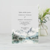 Winter rustieke berg bruiloft uitnodiging (Staand voorkant)
