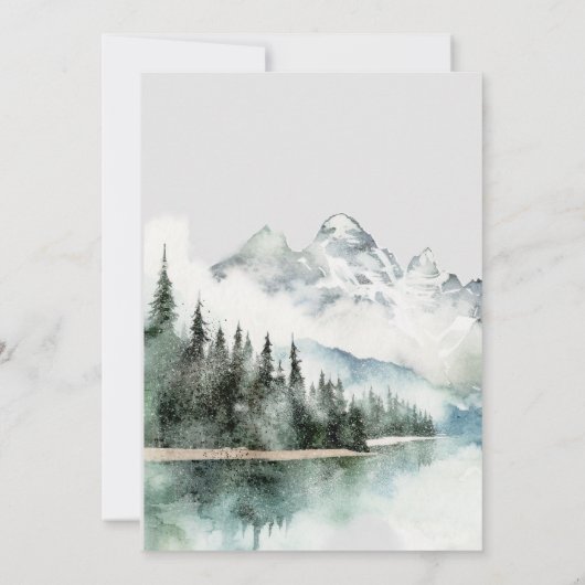 Winter rustieke berg bruiloft uitnodiging (Achterkant)