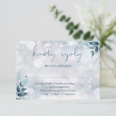 Winter Rustieke Bloemen Elegante Huwelijk RSVP Kaartje (Staand voorkant)