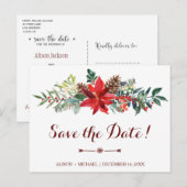 Winter Rustieke Bloemen Huwelijk Bourgogne Save Da Uitnodiging Briefkaart (Voorkant / Achterkant)