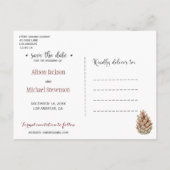 Winter Rustieke Bloemen Huwelijk Bourgogne Save Da Uitnodiging Briefkaart (Achterkant)