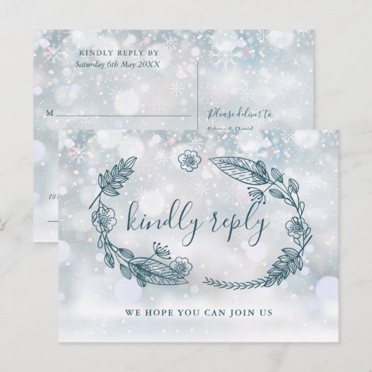 Winter rustieke Bloemen Song Aanvraag RSVP-kaart Uitnodiging Briefkaart (Voorkant / Achterkant)