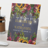 Winter rustieke bloemenbruiloft koppel namen welko reclamebord met voetstuk (Insitu)