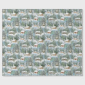 Winter rustieke bos kerst hutten cadeaupapier (Vlak)