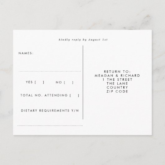 Winter rustieke bos meer bruiloft RSVP briefkaart (Achterkant)