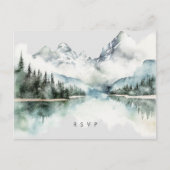Winter rustieke bos meer bruiloft RSVP briefkaart (Voorkant)